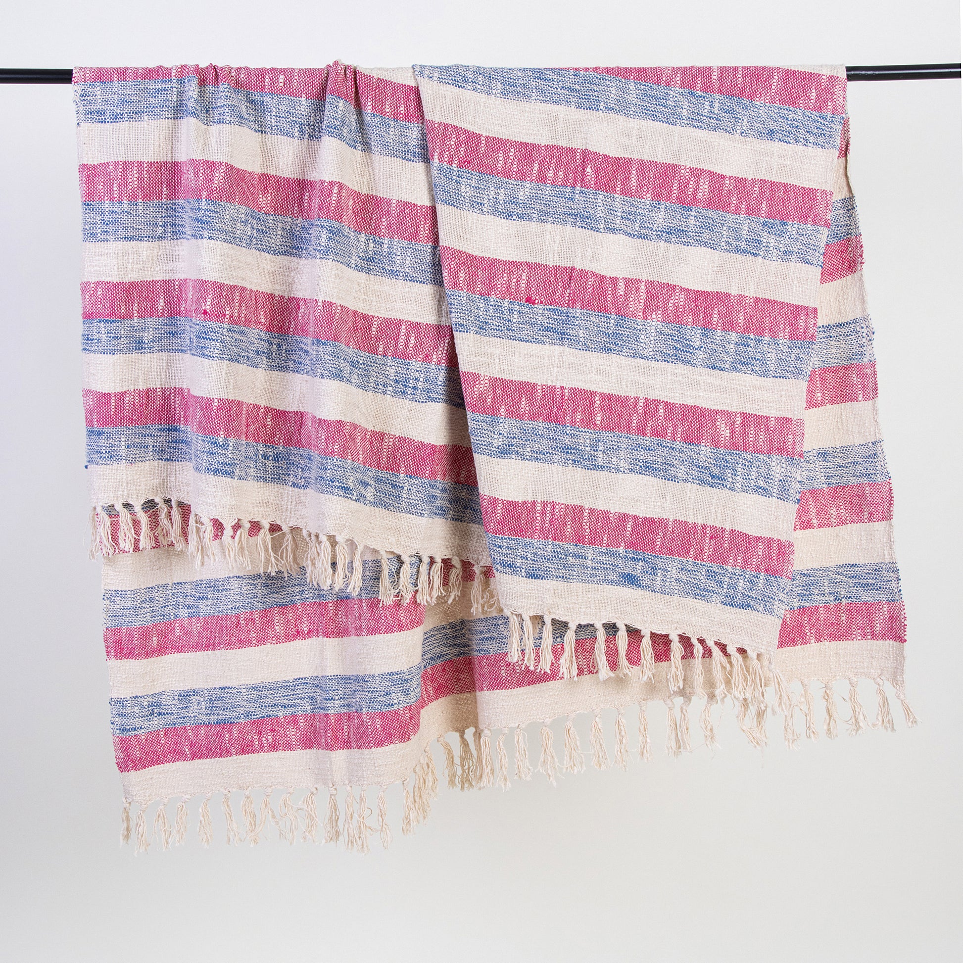 Luxury Red Cotton Hand Woven Throw Online