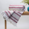 Maroon Handmade Cotton Woven Throw Blankets Online