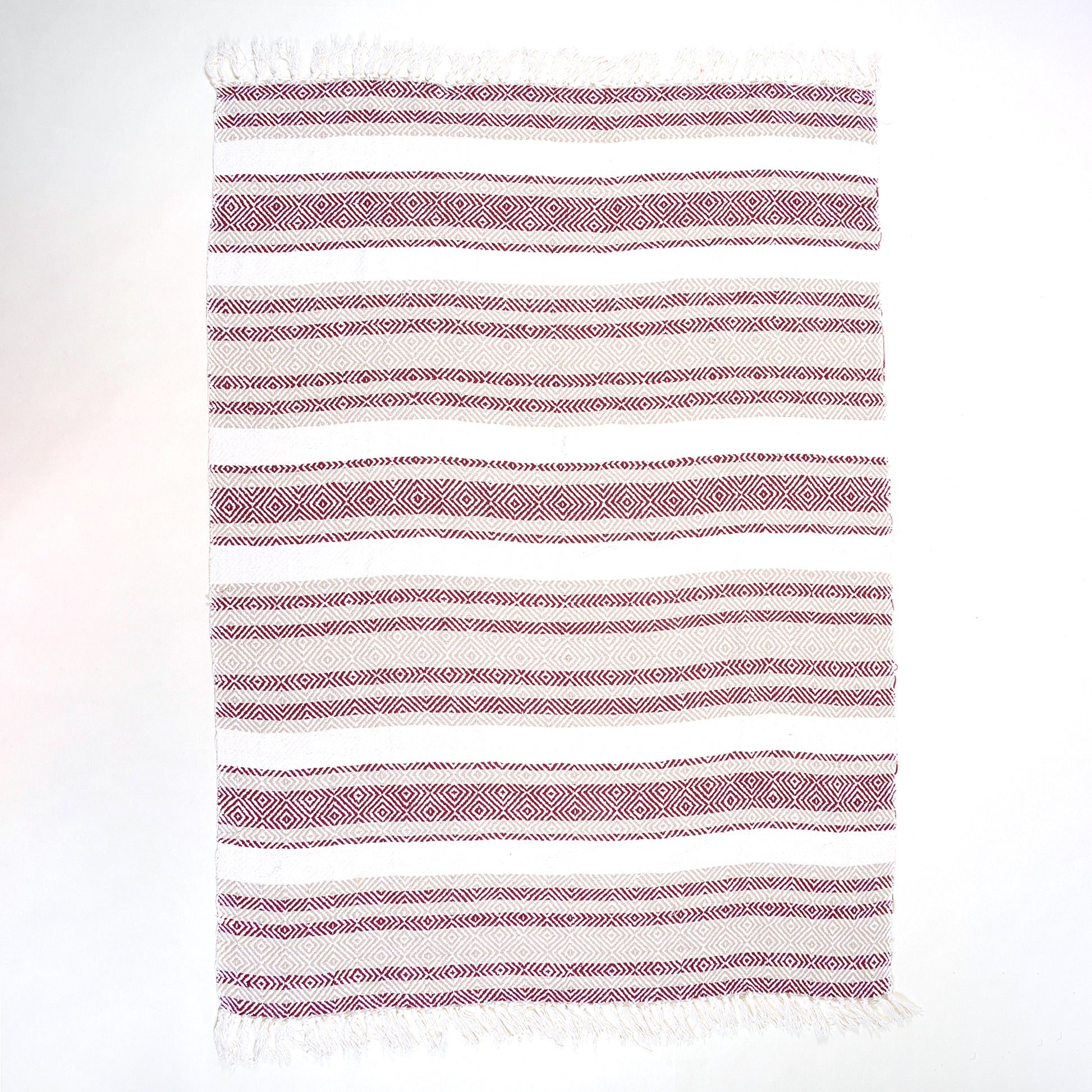 Maroon Handmade Cotton Woven Throw Blankets Online