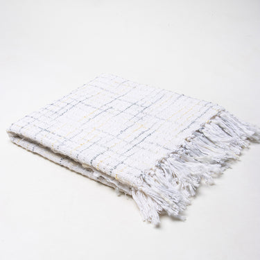 White Handmade Cotton Woven Throw Living Room Online