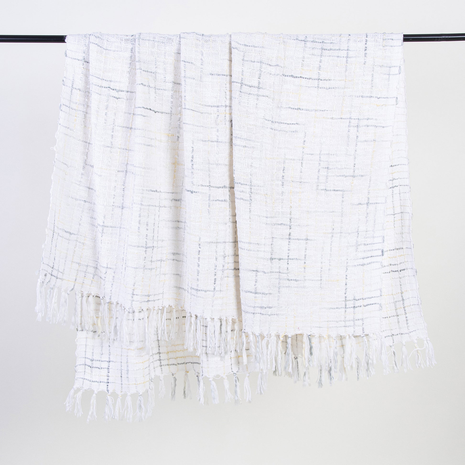 White Handmade Cotton Woven Throw Living Room Online