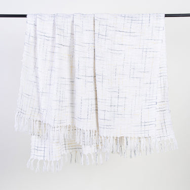 White Handmade Cotton Woven Throw Living Room Online