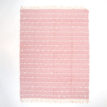 New Pink Cotton Custom Woven Throw Blanket