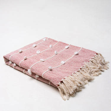 New Pink Cotton Custom Woven Throw Blanket