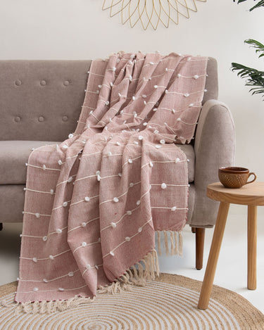 New Pink Cotton Custom Woven Throw Blanket