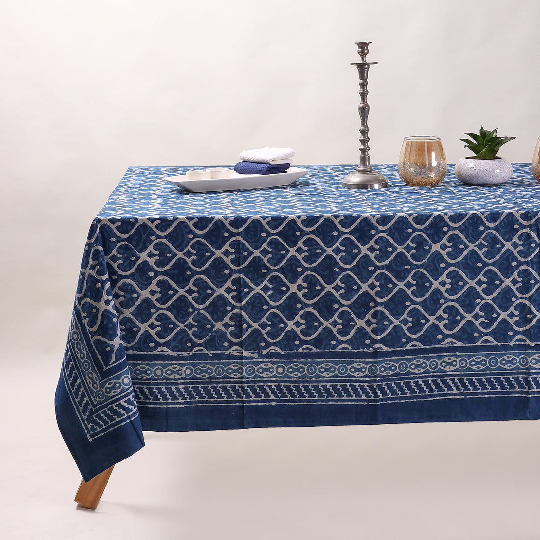 Best Indigo Blue Soft Cotton Dining Cover Online