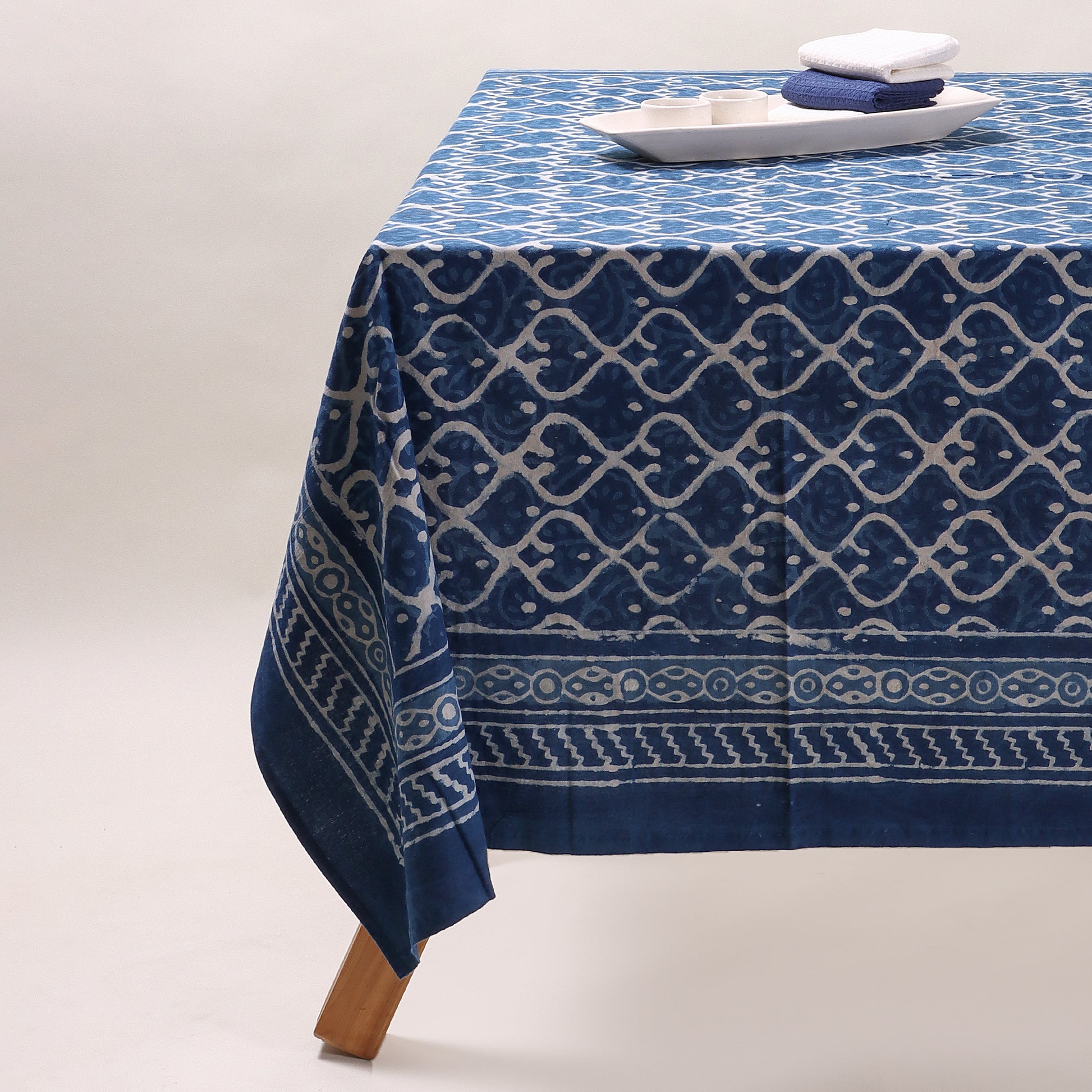 Best Indigo Blue Soft Cotton Dining Cover Online