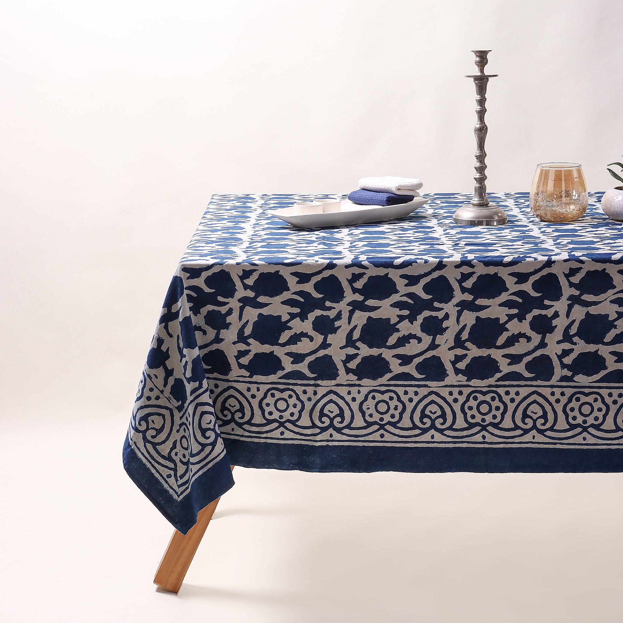 Best Blue Indigo Tablecloth Cotton Cover Online