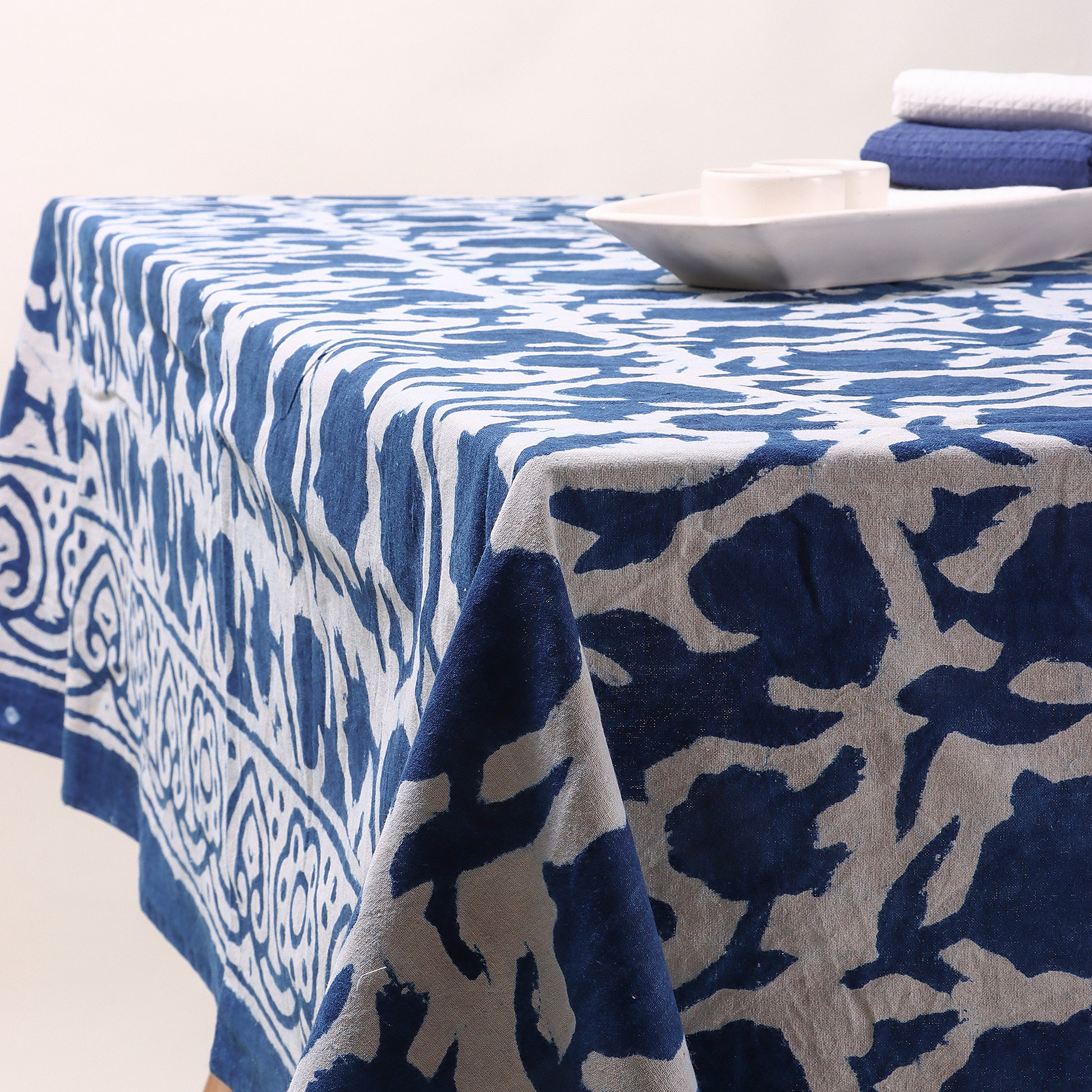 Best Blue Indigo Tablecloth Cotton Cover Online