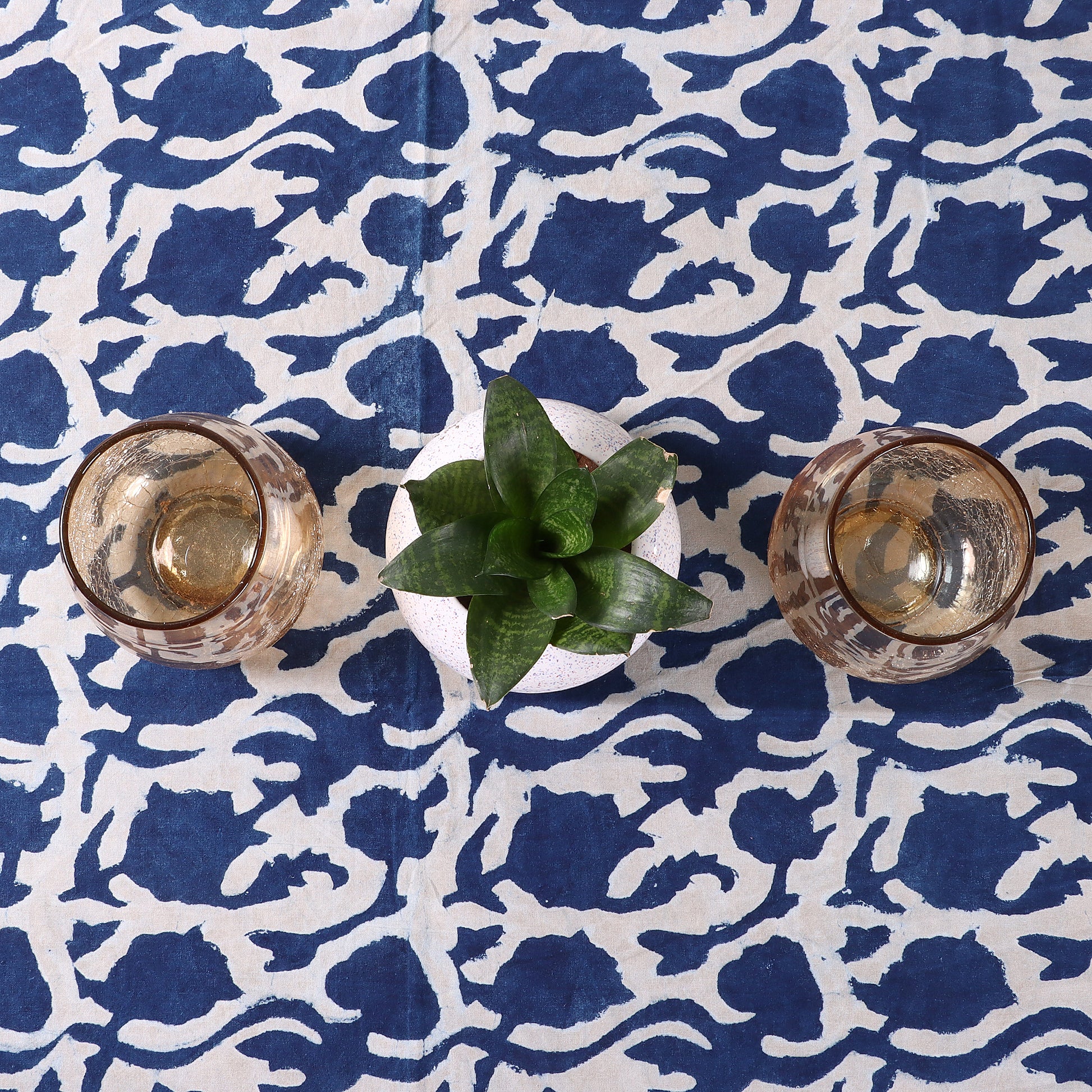 Best Blue Indigo Tablecloth Cotton Cover Online