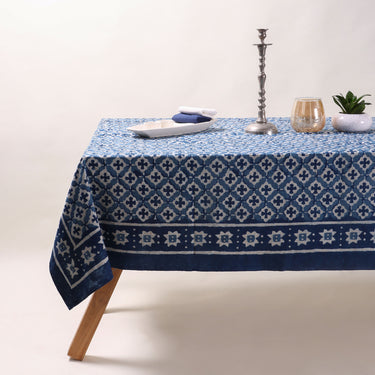 Blue Geometrical Print 8-Seater Dining Table Cover Online