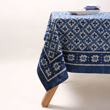 Blue Geometrical Print 8-Seater Dining Table Cover Online