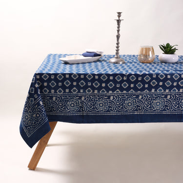 Hand Block Blue Printed Cotton Table Clothes Online