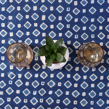 Hand Block Blue Printed Cotton Table Clothes Online