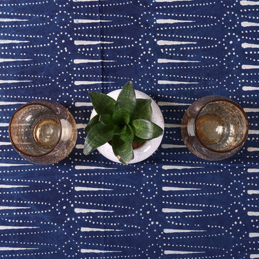 Handmade Leaf Print Cotton 4 Seater Table Cover Online