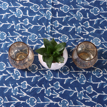 Blue Hand Block Printed Soft Cotton Dining Table Cloth Online