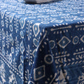 Indigo Blue Leaf Printed Soft Modern Dining Table Cover Online