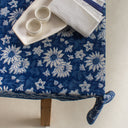 Indigo Blue Floral Print Soft Cotton Dining Table Cover 4 Seater Online