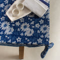 Indigo Blue Floral Print Soft Cotton Dining Table Cover 4 Seater Online