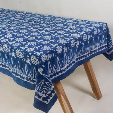 Indigo Floral Print Pure Cotton Table Cover