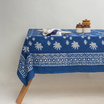 Best Indigo Floral Print Cotton Table Cover Prices Online