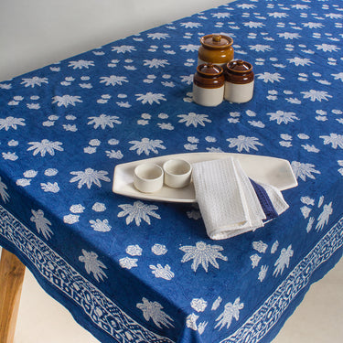 Best Indigo Floral Print Cotton Table Cover Prices Online