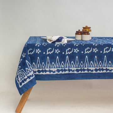 Best Indigo Blue Leaf Print Table Cover for Dining Table Online