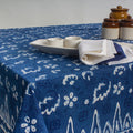 Best Indigo Blue Leaf Print Table Cover for Dining Table Online