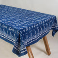 Best Indigo Blue Leaf Print Table Cover for Dining Table Online