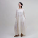 Off White Solid Round Neck Womens Kaftan Dress Online