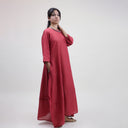 maroon solid round neck women kaftan dress online