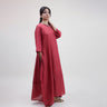 maroon solid round neck women kaftan dress online