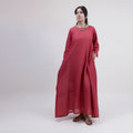 maroon solid round neck women kaftan dress online