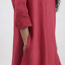 maroon solid round neck women kaftan dress online