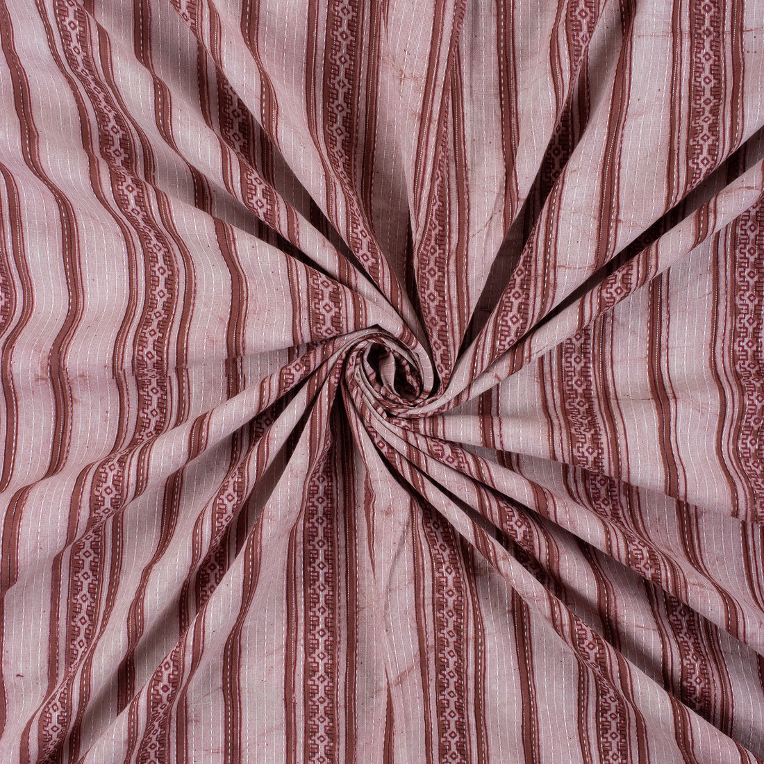 Latest Dabu Block Stripes Cotton Kantha Print Fabric Online