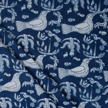 Bird Print Kantha Fabric Online