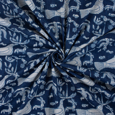 Bird Print Kantha Fabric Online