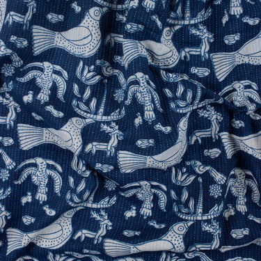 Bird Print Kantha Fabric Online