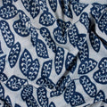 Indigo Blue Leaf Print Cotton Fabric Material
