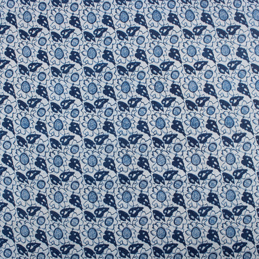 Kantha Cotton Fabric Indigo Blue Leaf Print Online