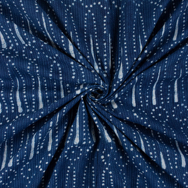 Indigo Blue Printed Cotton Kantha Fabric Online