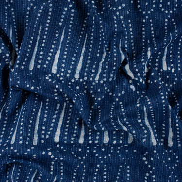 Indigo Blue Printed Cotton Kantha Fabric Online