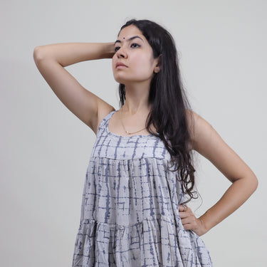 Trendy Dresses For Women Grey Tie Dye Cotton Online