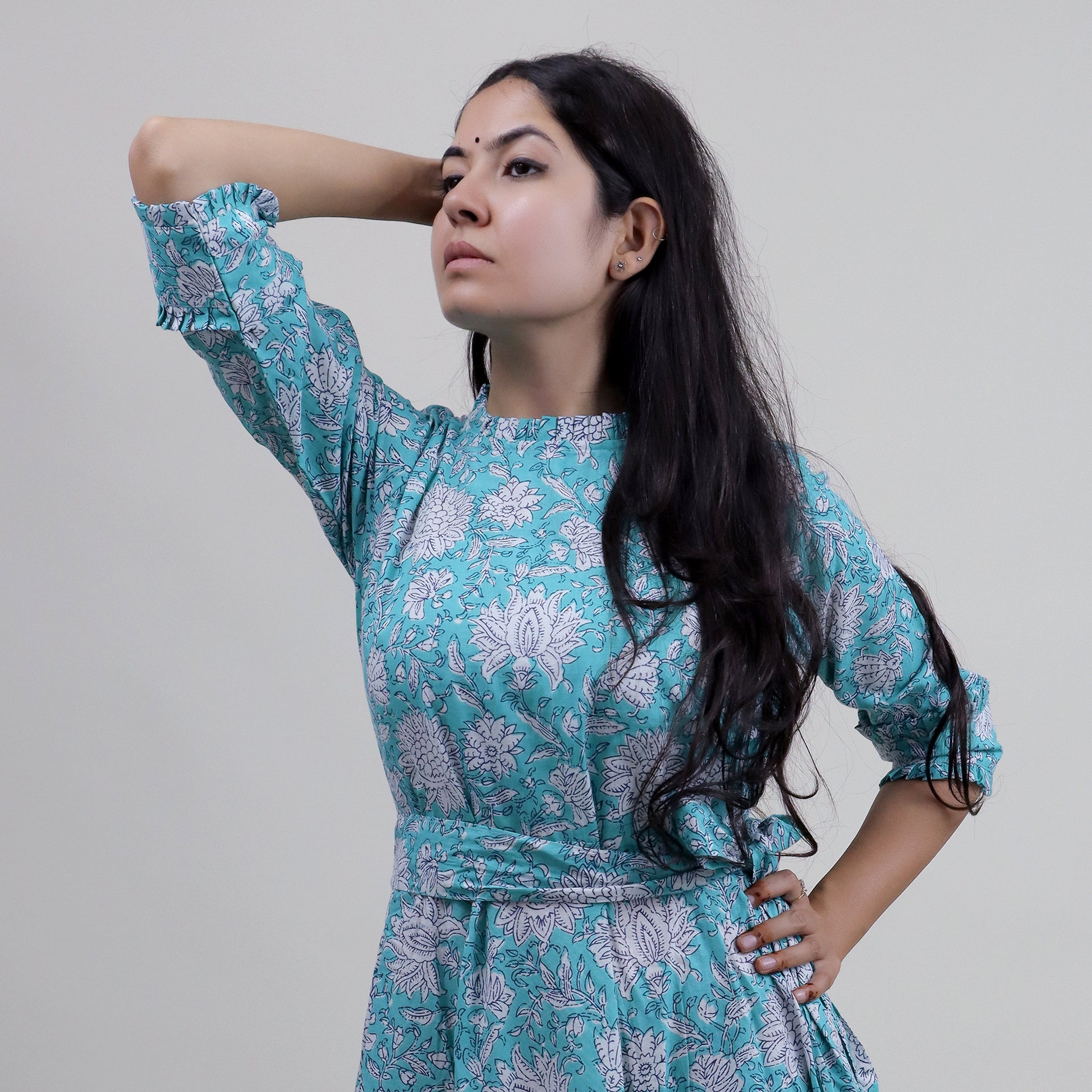 MIdi Dresses For Women Sky Blue Floral Printed Online