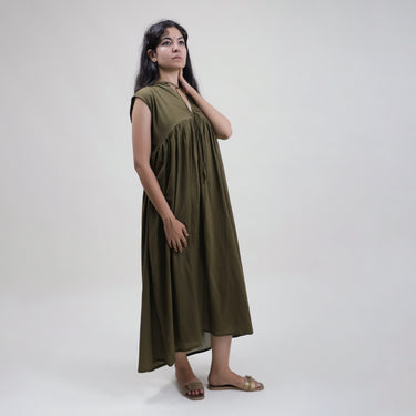 Solid Cotton Dress For Women