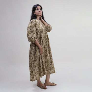 Floral Block Printed Soft Cotton Latest Ladies Dress