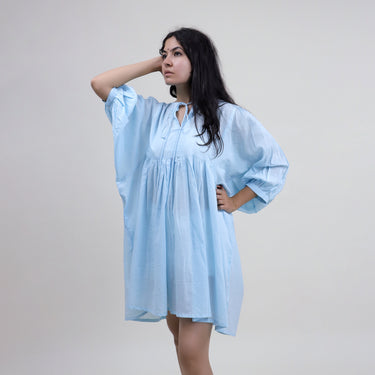 Sky Blue Solid Soft Modern Dress For Girls