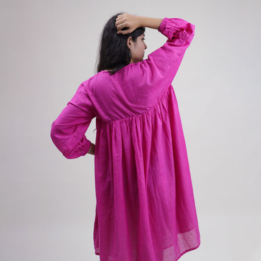 Solid V-Neck Top Soft Cotton Dresses