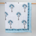 Baby Blankets Sky Blue Block Palm Tree Printed Mulmul Cotton Online