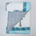 Baby Blankets Sky Blue Block Palm Tree Printed Mulmul Cotton Online